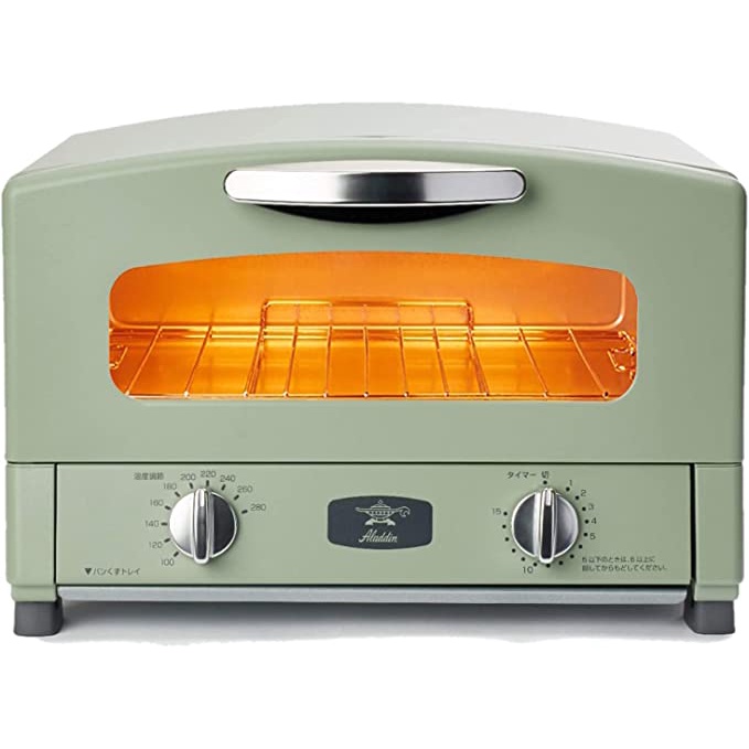阿拉丁石墨烤麵包機 日本製造 烤箱烤麵包機（2 個綠色烘焙）CAT-GS13B(G) 【Direct from Japa