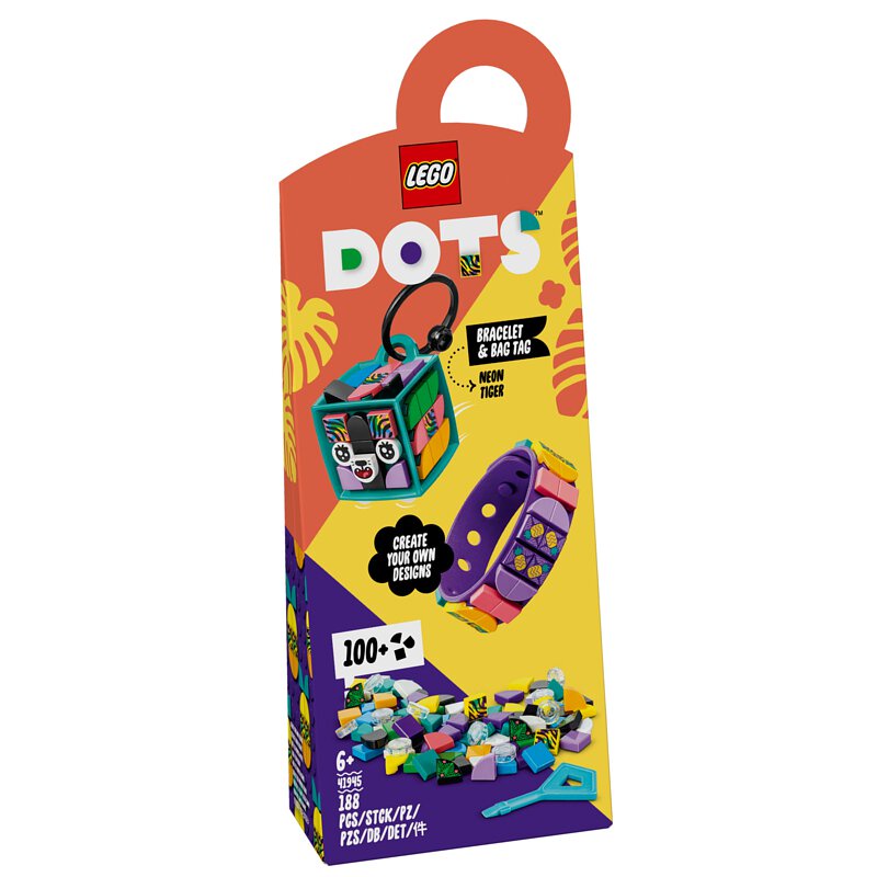[大王機器人] 樂高 LEGO 41945 樂高® DOTS™系列 豆豆手環吊牌組-螢光老虎