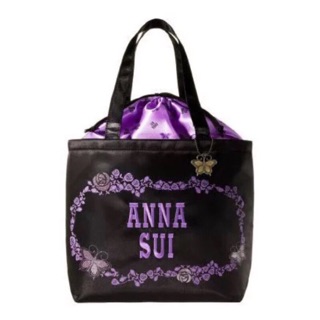 日雜附錄 ANNA SUI 安娜蘇香水 刺繡束口 手提袋 便當袋 補習袋 購物袋 肩背包 有吊飾