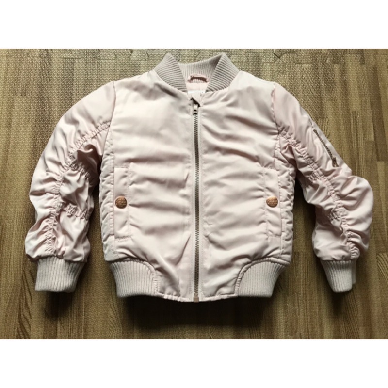 NEXT 粉紅色 MA-1 風衣 鋪棉 保暖 外套 2-3Y