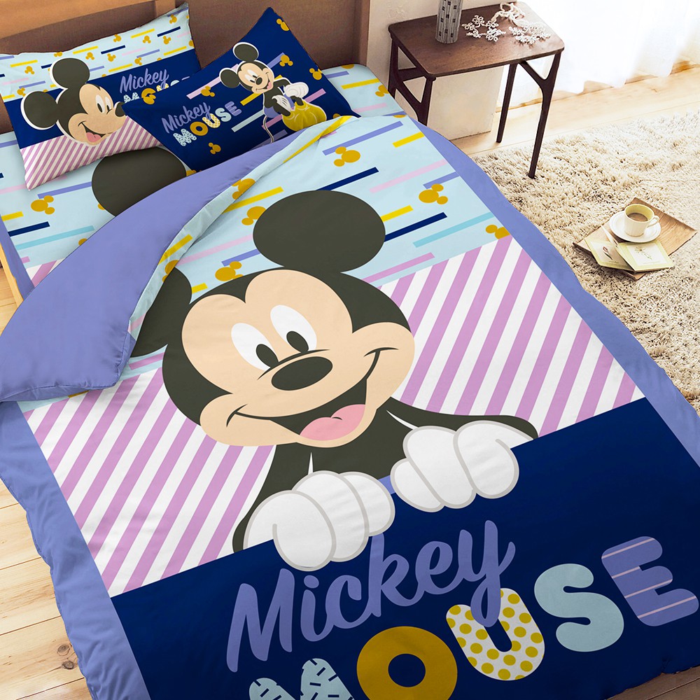 戀家小舖 台灣製床包 雙人床包 床單 花樣米奇 床包枕套組 迪士尼 正版授權