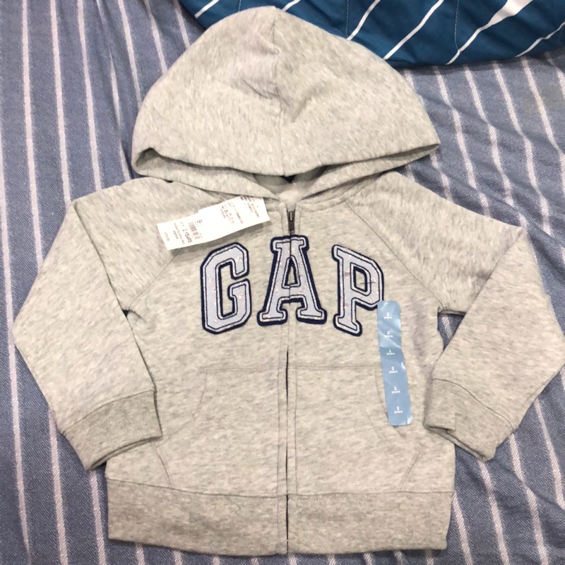 GAP 女童 兒童 寶寶 長袖外套 雙層連帽拉鏈上衣 碎花貼布字母 抓絨