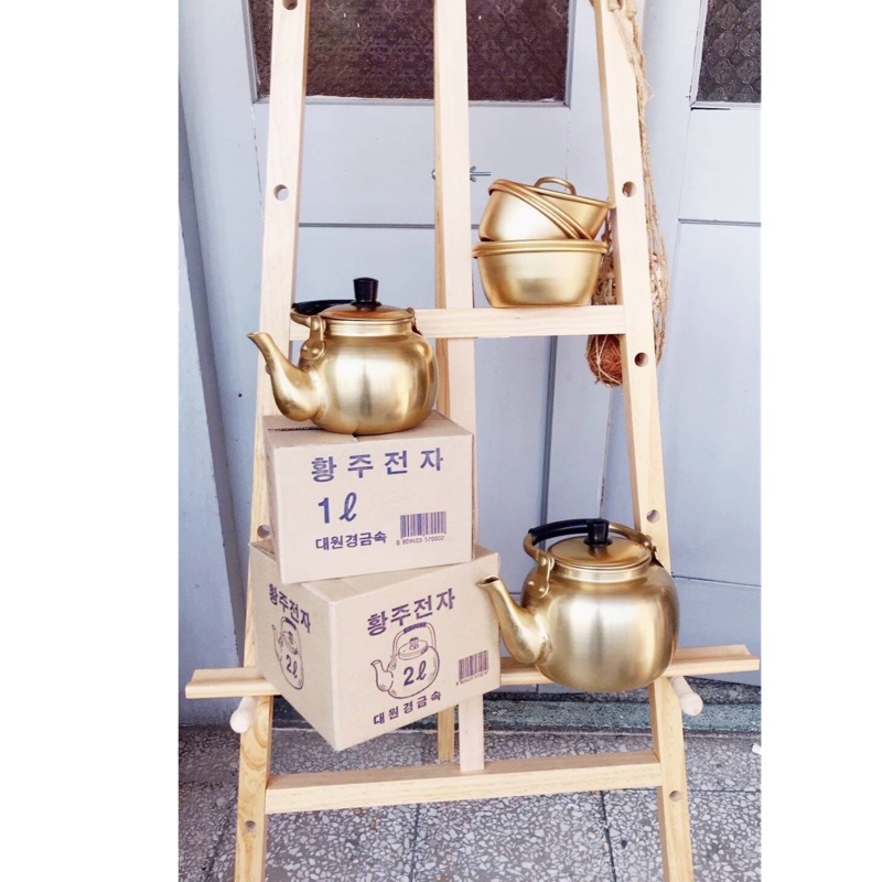 韓國 銅茶壺1公升、2公升 小米酒壺 黃鋁壺 瑪格麗酒壺《釜山小姐》