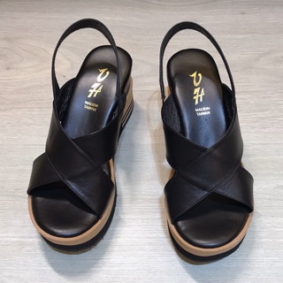 台灣製 手工 楔型涼鞋 增高涼鞋 厚底鞋 現貨拍攝 8公分 牛皮 MIT 黑色 雙色