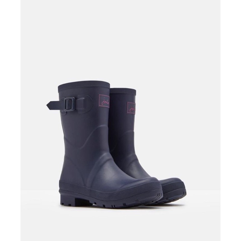 Miolla 英國品牌Joules 深藍色內裡格紋中筒雨鞋/雨靴