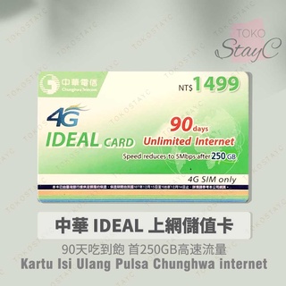 中華1499 90天上網儲值卡．PULSA Chunghwa INTERNET 90 hari IDEAL 如意卡三個月