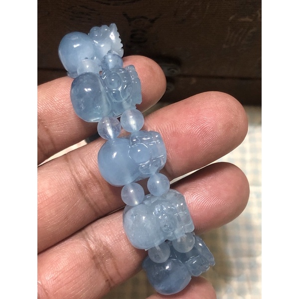 海藍寶貔貅手排10隻平均17.4mm-19mm大小手圍17重量54公克！
