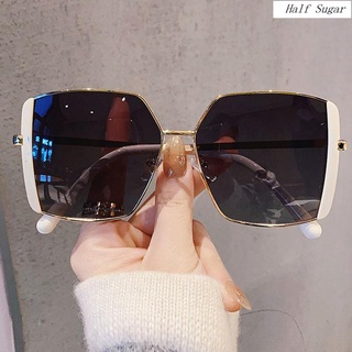 💕Half Sugar太陽眼鏡👗韓版偏光墨鏡女大臉顯瘦新款大框方形潮遮陽開車駕駛街拍太陽鏡
