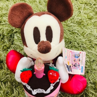 日本限定景品 迪士尼Disney Mickey米奇 米老鼠 草莓生日蛋糕玩偶 娃娃