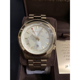 【二手名品】MICHAEL KORS 手錶 世界地圖金色腕錶 男錶/ 女錶/ MK5960