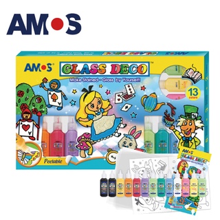 免運 韓國AMOS 13色22ML主題玻璃彩繪膠 兒童玻璃彩繪 兒童玩具 繪畫玩具 (台灣總代理公司貨)