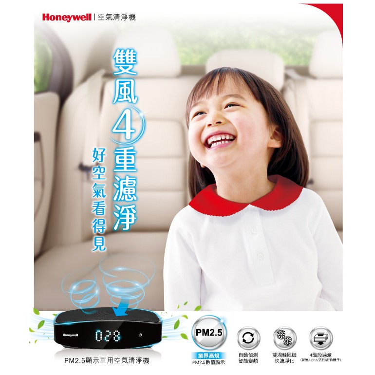 Honeywell-PM2.5顯示車用空氣清淨機CATWPM25D01(僅開外盒封膜