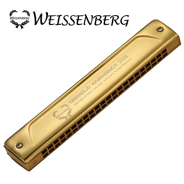 ★WEISSENBERG★ 特級款2205B-TG22孔銅合金複音口琴-尊貴金