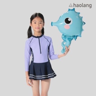 Haolang 香芋女童長袖泳衣/防曬/戶外首選