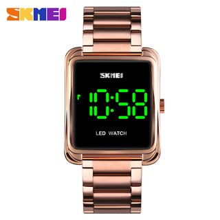 時刻美1505 SKMEI熱賣時尚韓版潮流led方形電子表 防水鋼帶男士手錶
