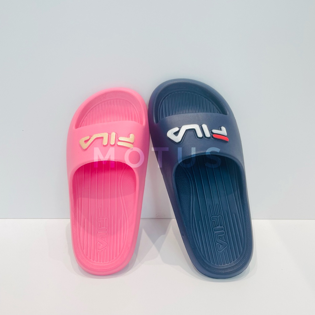 Motus | FILA 童鞋 防水拖鞋 Logo 藍 粉 2S432W331 2S432W551