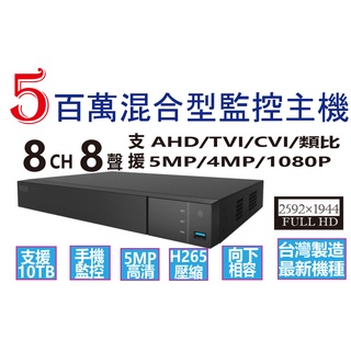 【K&H監控網】監視器 台灣晶片 監視器主機 H.265 8路主機 5MP 1080P 500萬