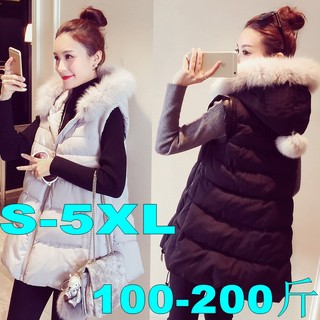 (現貨黑M/灰2XL)L8241#加肥加大碼女裝胖mm大毛領羽絨棉衣中長款加厚外套