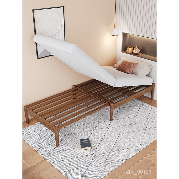 床架單人加大 可伸縮單人床90cm床架無床頭小戶型簡約多功能兩用抽拉實木沙髮床