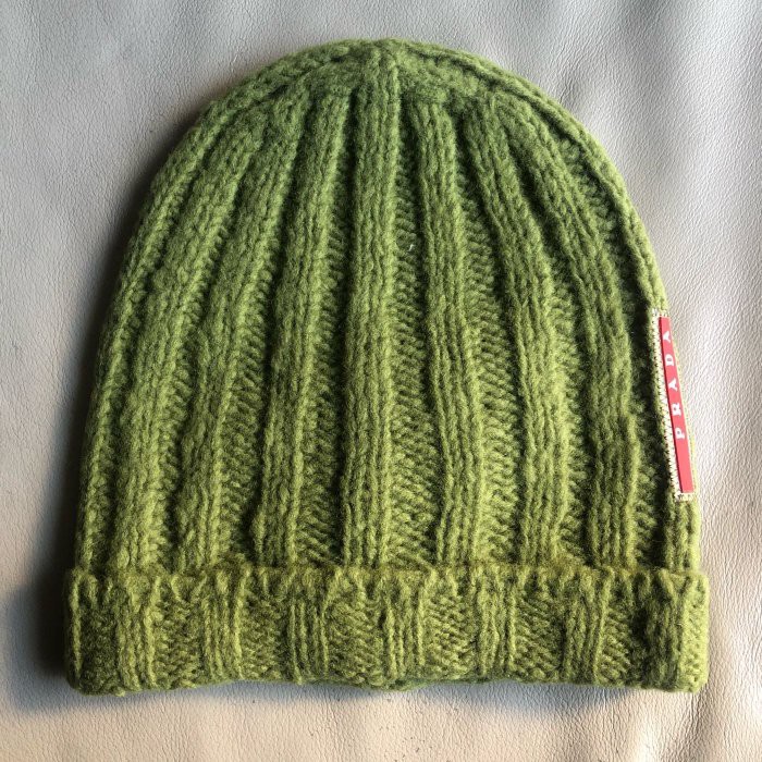 保證全新正品 Prada 青綠色 毛帽 針織帽 男女適用