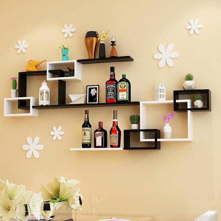 現貨免運層板電視牆小戶型客廳牆上置物架免打孔一字板隔板格子時尚主臥電視櫃 蝦皮購物