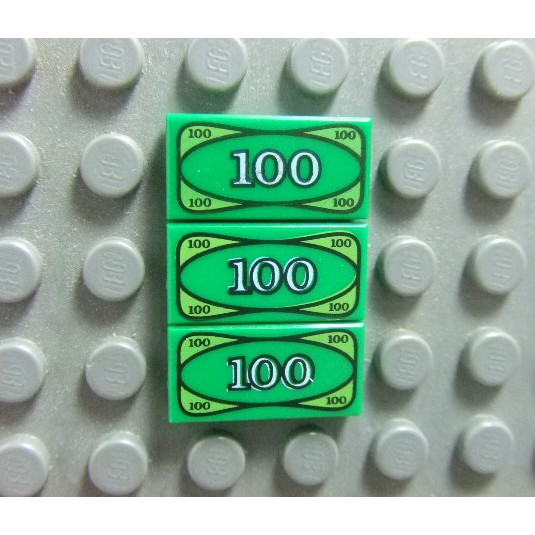 【積木2010-印刷汙損】Lego樂高-全新汙損-(1組3個) 鈔票/100元紙鈔/錢 1X2Tile(印刷磚片)