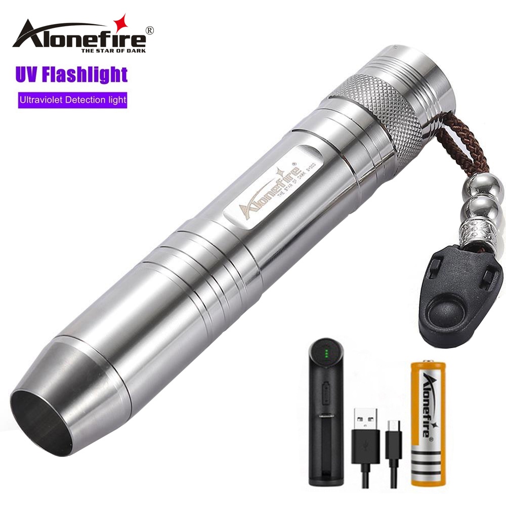 Alonefire SV300 LED 手電筒白色黃色 UV 365nm 黑光用於戶外熒光玉石檢測