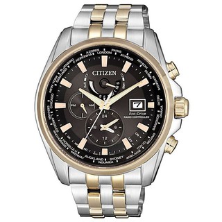 CITIZEN 星辰 AT9038-53E 時尚光動能電波雙色腕錶 /銀+金 44mm