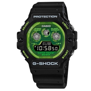 G-SHOCK CASIO / 卡西歐 潮流 電子液晶 防水 橡膠手錶 透綠x黑 / DW-5900TS-1 /47mm