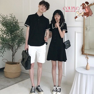 【COUPLE】 ❤情侶裝❤一衣一裙2020夏裝新款中長款polo衫短袖T恤連衣裙