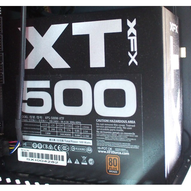 [崴勝3C] 少用如新 購於 2018.01 XFX XT-500 80Plus銅牌 電源供應器