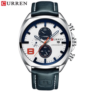 CURREN 品牌 男士手錶時尚奢華皮革錶帶運動防水石英錶 8324 X