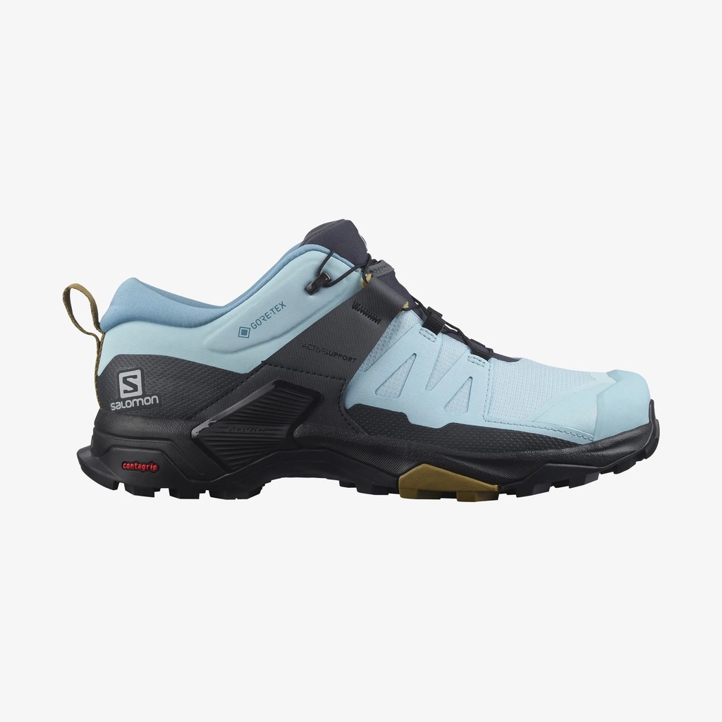 【SALOMON】女 X ULTRA 4 GTX 低筒登山鞋 水晶藍/黑/孜然黃 No.41452900