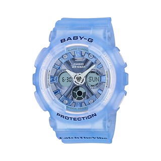 【CASIO】Baby-G 嘻哈透明果凍藍色雙顯電子女錶 BA-130CV-2A 台灣卡西歐公司貨