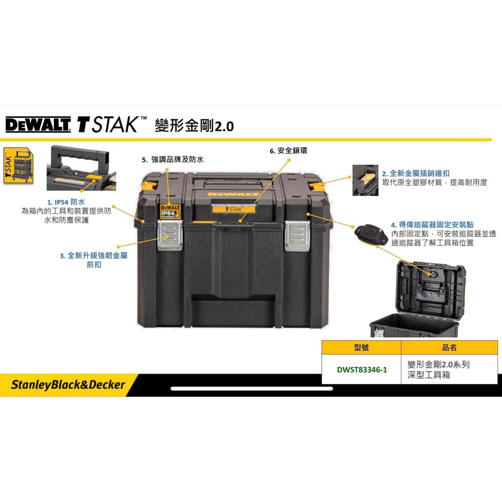 ∞沙莎五金∞美國得偉DEWALT 變形金剛2.0 手提工具箱 堆疊工具箱【DWST17806升級DWST83346-1】