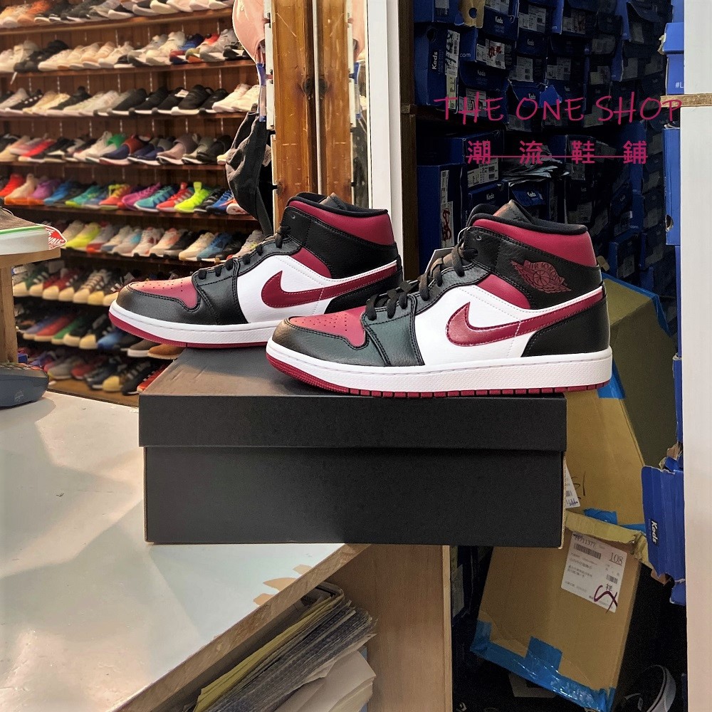 AIR JORDAN 1 MID Bred Toe AJ1 AJ 1代 高筒 黑紅 酒紅 黑腳趾 554724-066