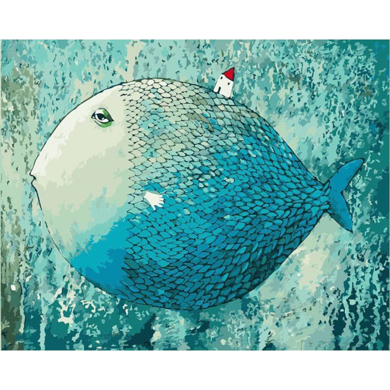 數字油畫diiy創意數字油畫pbn包郵風景填色手繪油畫睡眠魚gyo0 蝦皮購物
