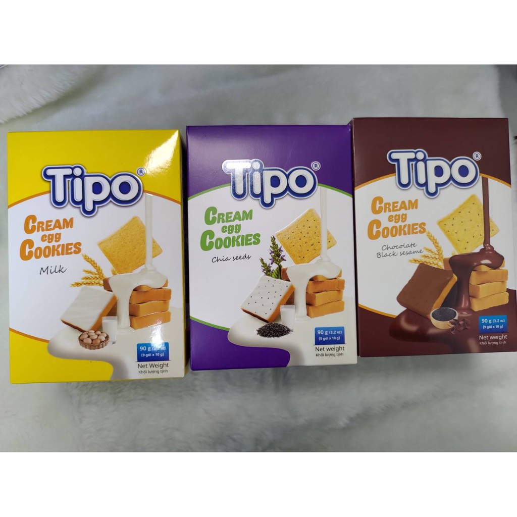 【老闆批發網】越南 TIPO 雞蛋吐司餅 牛奶風味 奇亞籽風味 芝麻巧克力味  90G