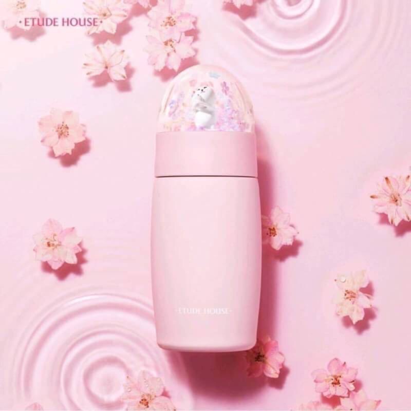 Etude house 櫻花季限量貓咪水晶球保溫杯 300ml