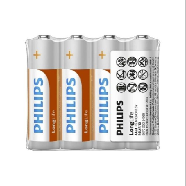 PHILIPS 飛利浦 碳鋅3號電池/AA4入(熱縮)