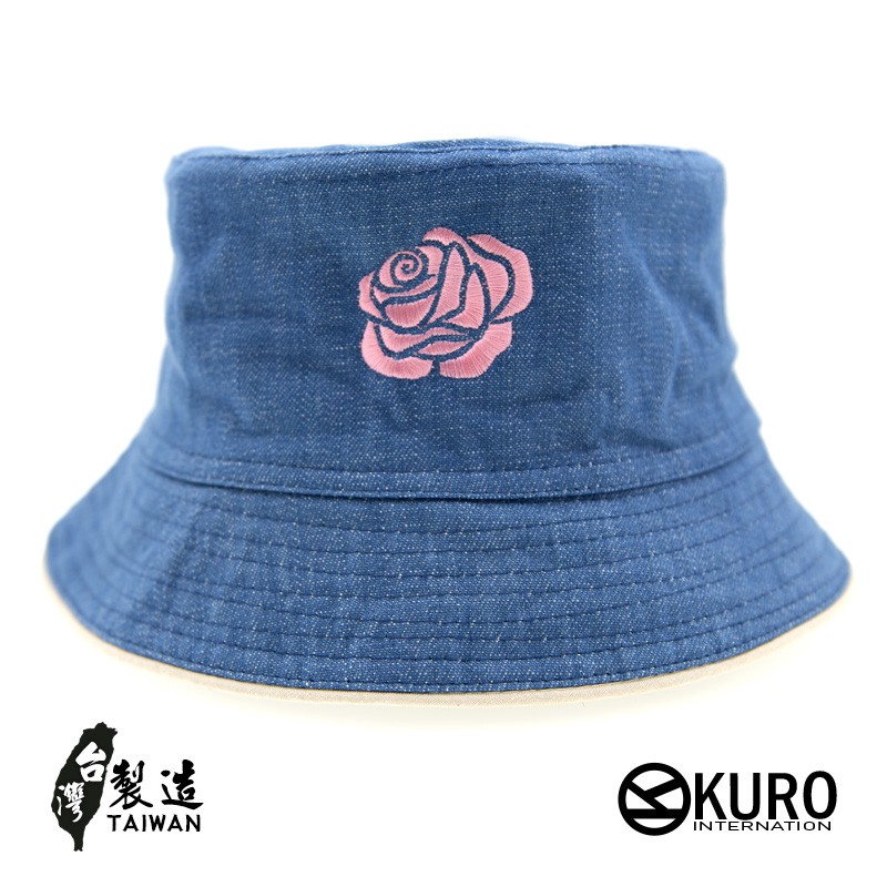 KURO-SHOP牛仔布料康乃馨花朵漁夫帽(可客製化電繡)