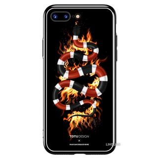 TOTU iPhone8/8Plus/7/7Plus手機殼防摔殼鋼化玻璃背板全包 暗黑珊瑚蛇