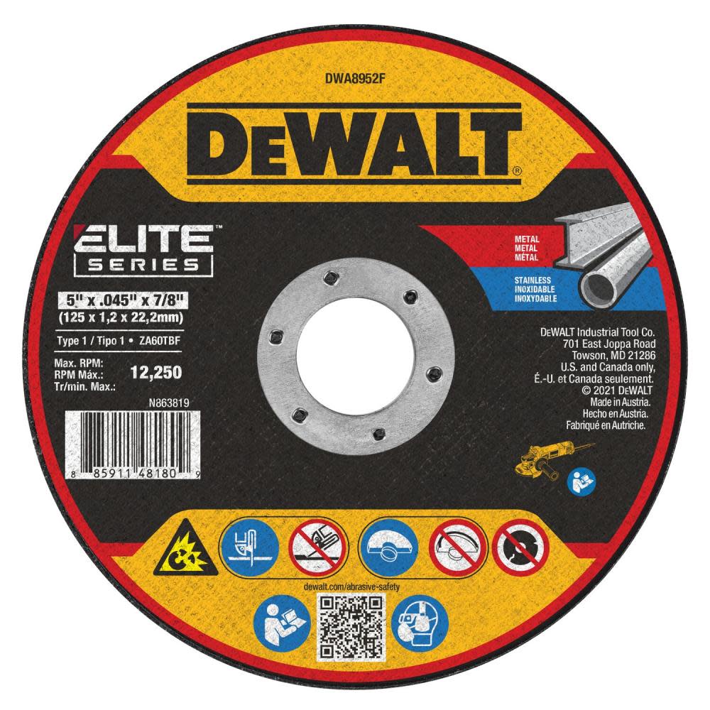 ☞圓哥賣場☜Dewalt得偉 配件 ELITE SERIES™ 5"砂輪機金屬切割鋸片