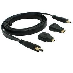 【飆機器人】三合一 Micro HDMI 轉 HDMI 轉接線 mini 扁線 (黑色)