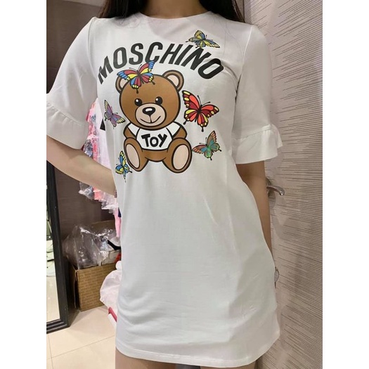 MOSCHINO LOGO 熊 亮片 蝴蝶 長版 T恤 短袖 連身裙