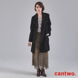 全新正品 cantwo軍裝毛呢布風衣外套 黑色 sz:F