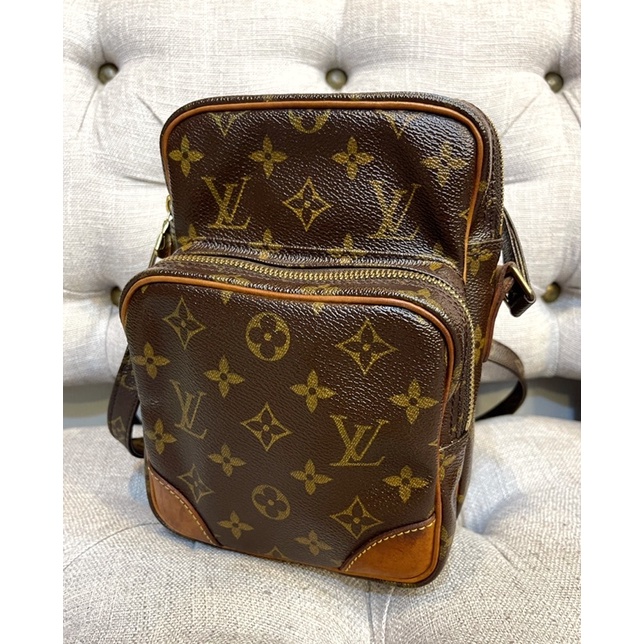 LV 二手真品 經典 Monogram Amazone 雙層 小子母 斜背包 相機包