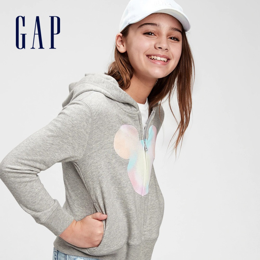 Gap 女童裝 Gap x Disney迪士尼聯名 連帽外套-淺灰色(672352)