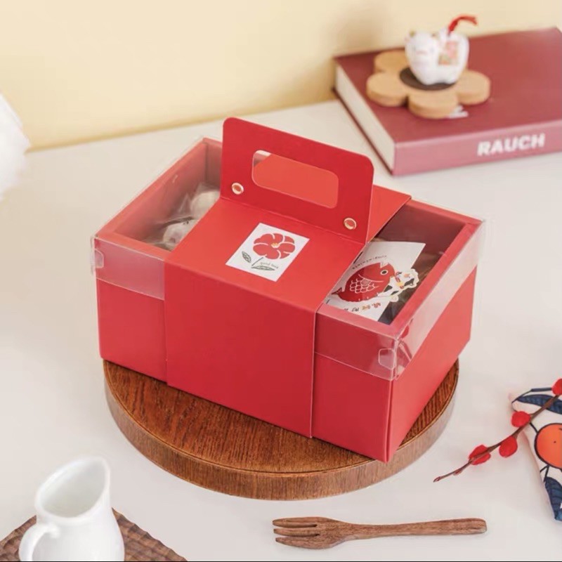 ⭐️小確幸⭐️ins風瓦楞手提包裝盒 常溫禮盒 新年禮盒 甜點包裝 瑪德蓮 手工餅乾 糖霜餅乾 馬林糖 磅蛋糕 彌月禮盒