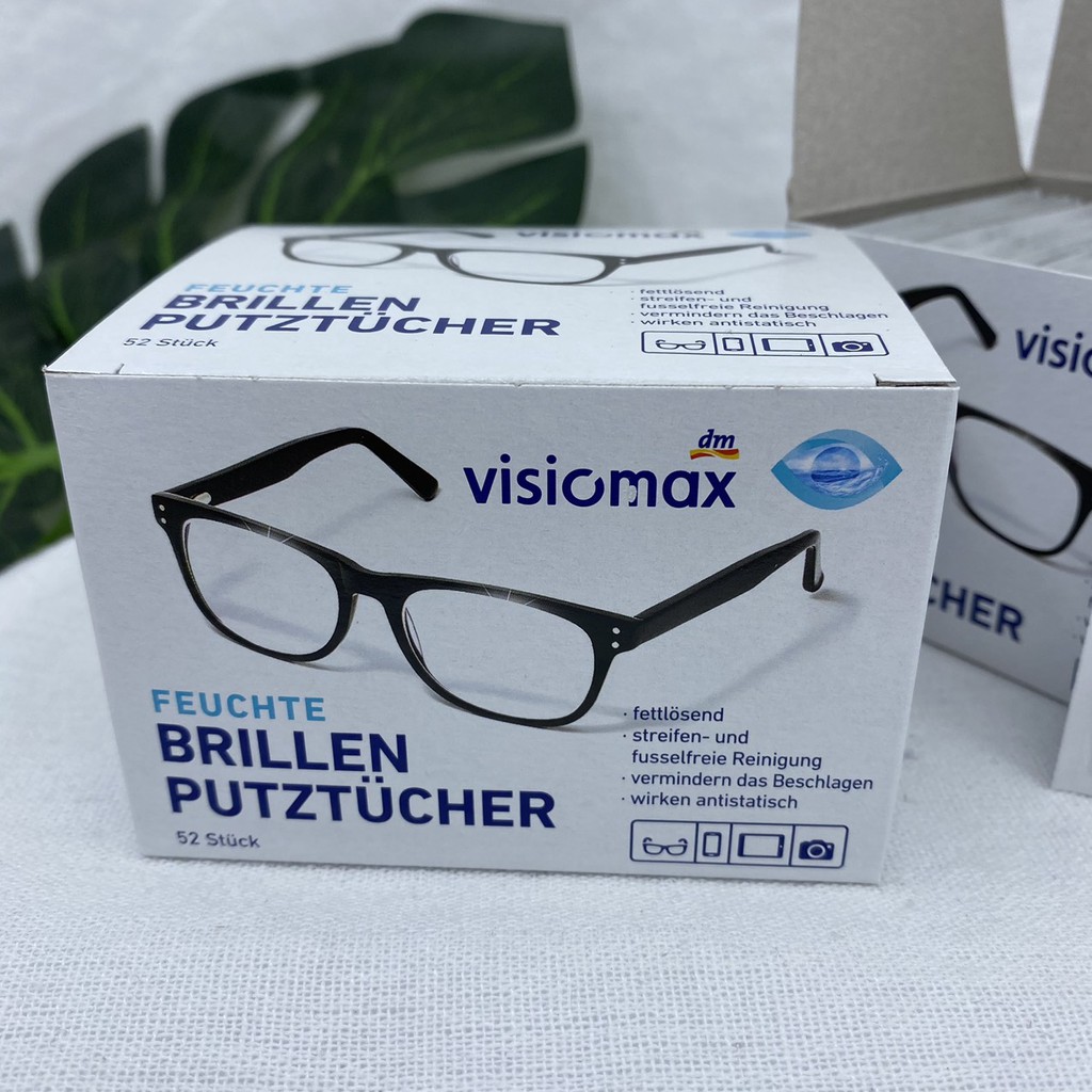 Visiomax 德國眼鏡濕巾盒 52 張紙巾玻璃、擦拭指紋、污垢保護眼鏡